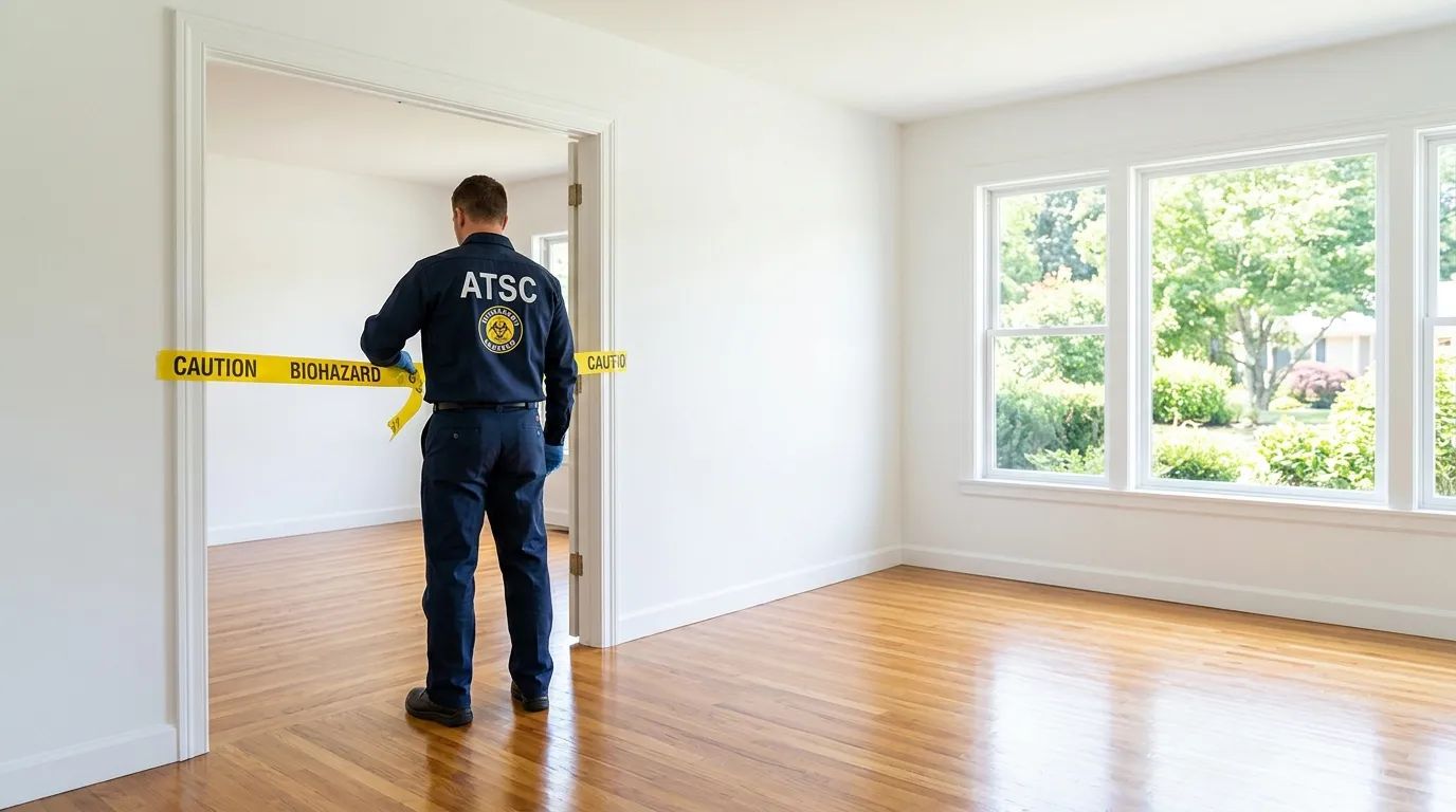 Certified biohazard cleanup crew performing Decomposition Cleanup in North Patchogue